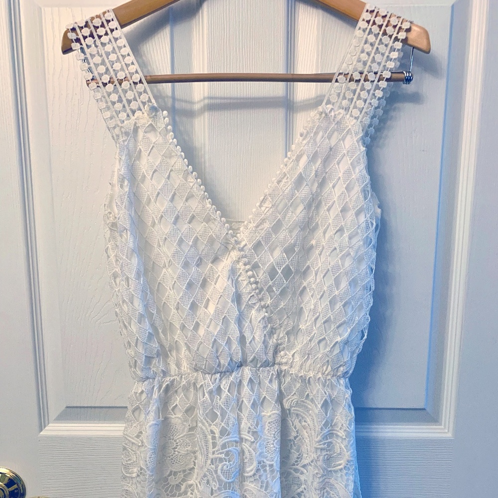 White Crochet & Lace Romper